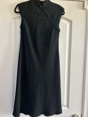 Dress Barn Women’s Black Sleeveless Beaded High Neck Sz 8 Sheath Cocktail Dress
